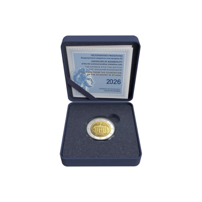 [PRE]Grécia 2026 – Academia de Atenas – 2€ Proof