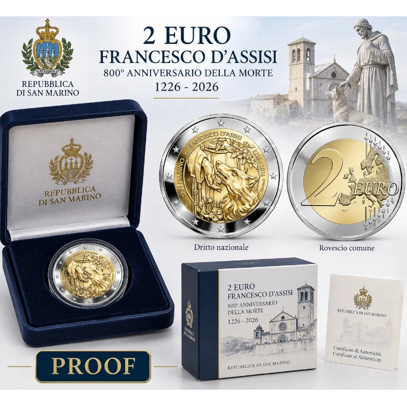 [PRE]San Marino 2026 – Francesco D'Assisi – 2€ Proof 