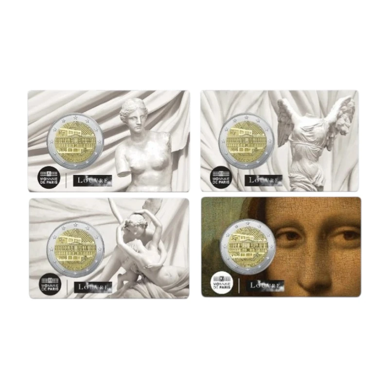 França 2025 Louvre 2€ x 4 CoincardsBU - CC